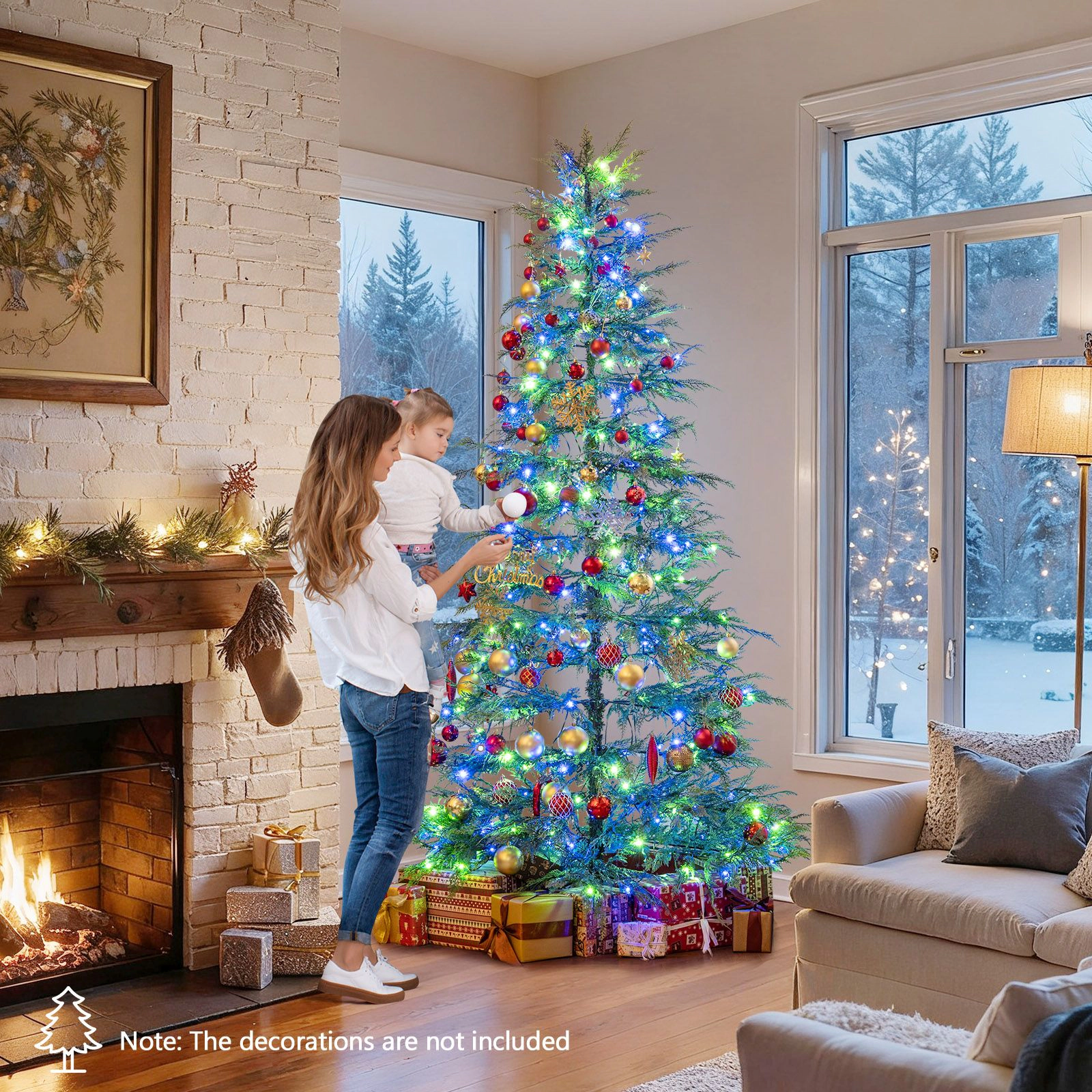 SlickBlue Pre-Lit Xmas Tree with Realistic Branch Tips & LED Lights