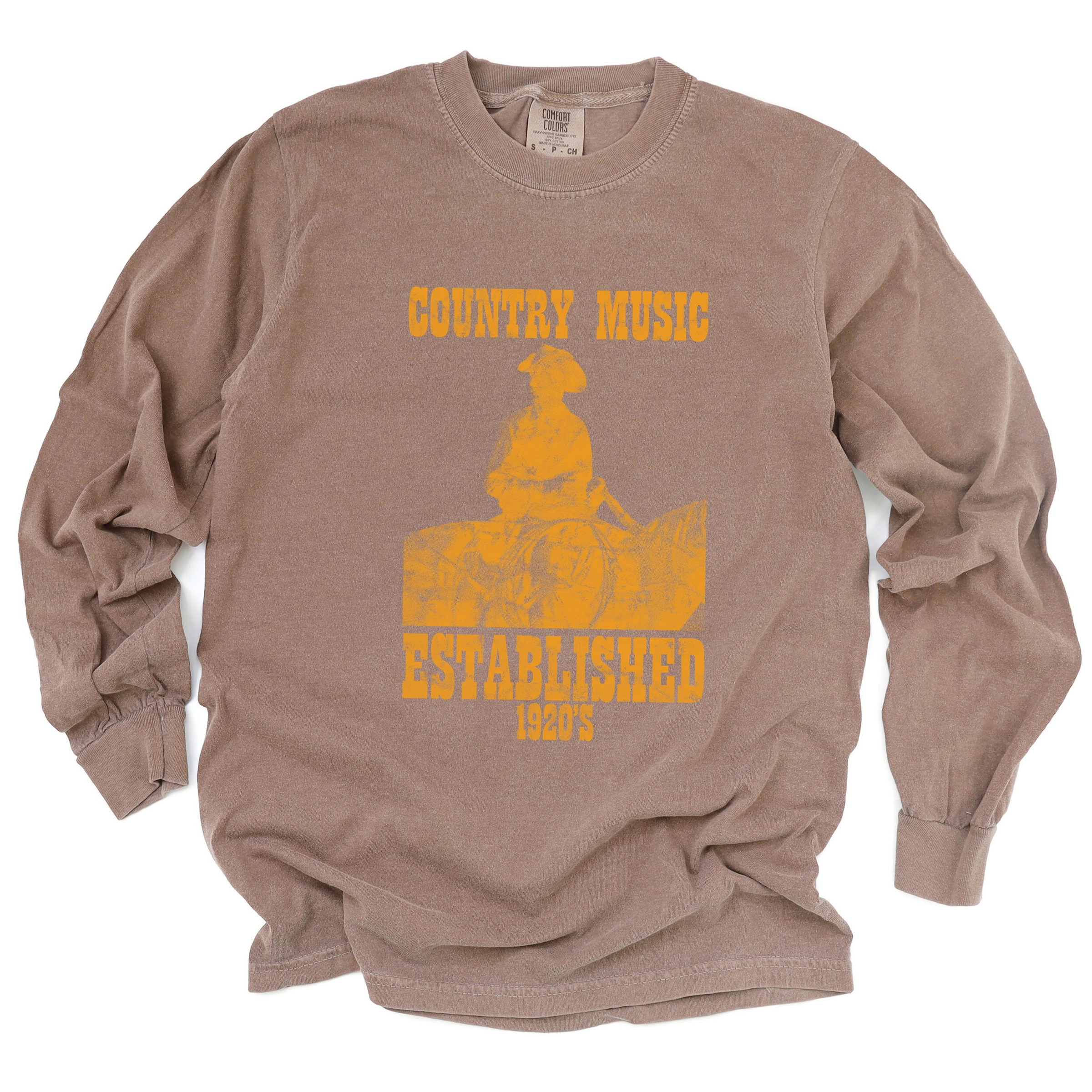 Simply Sage Market - Women's Garment Dyed Long Sleeve Graphic T-Shirt Country Music EST 1920s