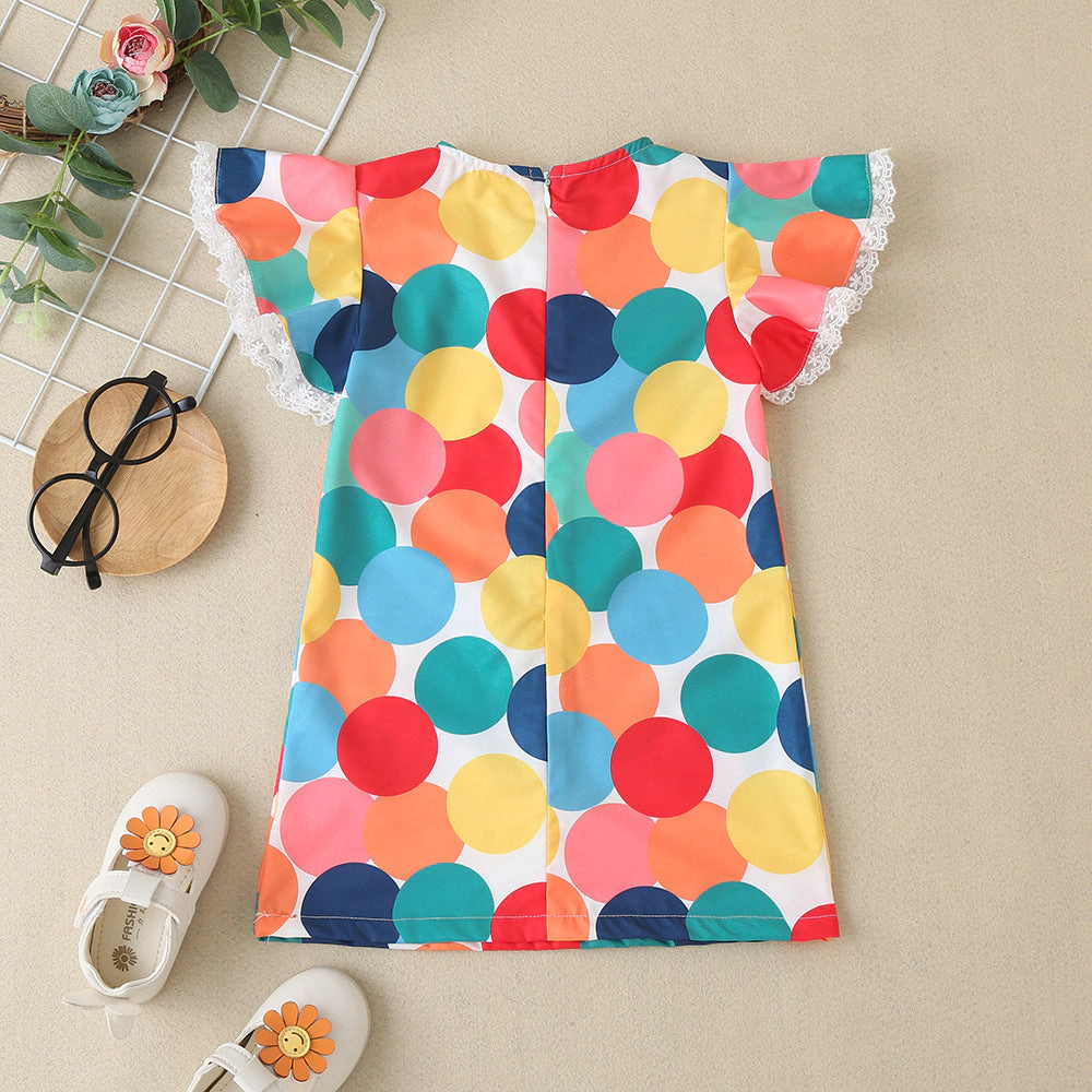 MyKids-USA Baby Colorful Polka Dot Pattern Butterfly Sleeves Cute Dress