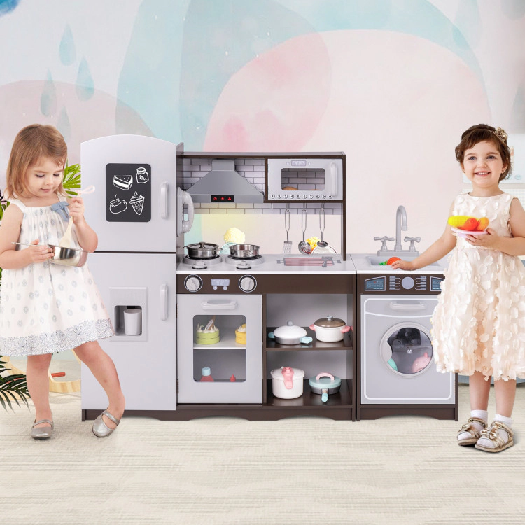 Hivvago Corner Toy Kitchen Set with Light with Sounds Interactive