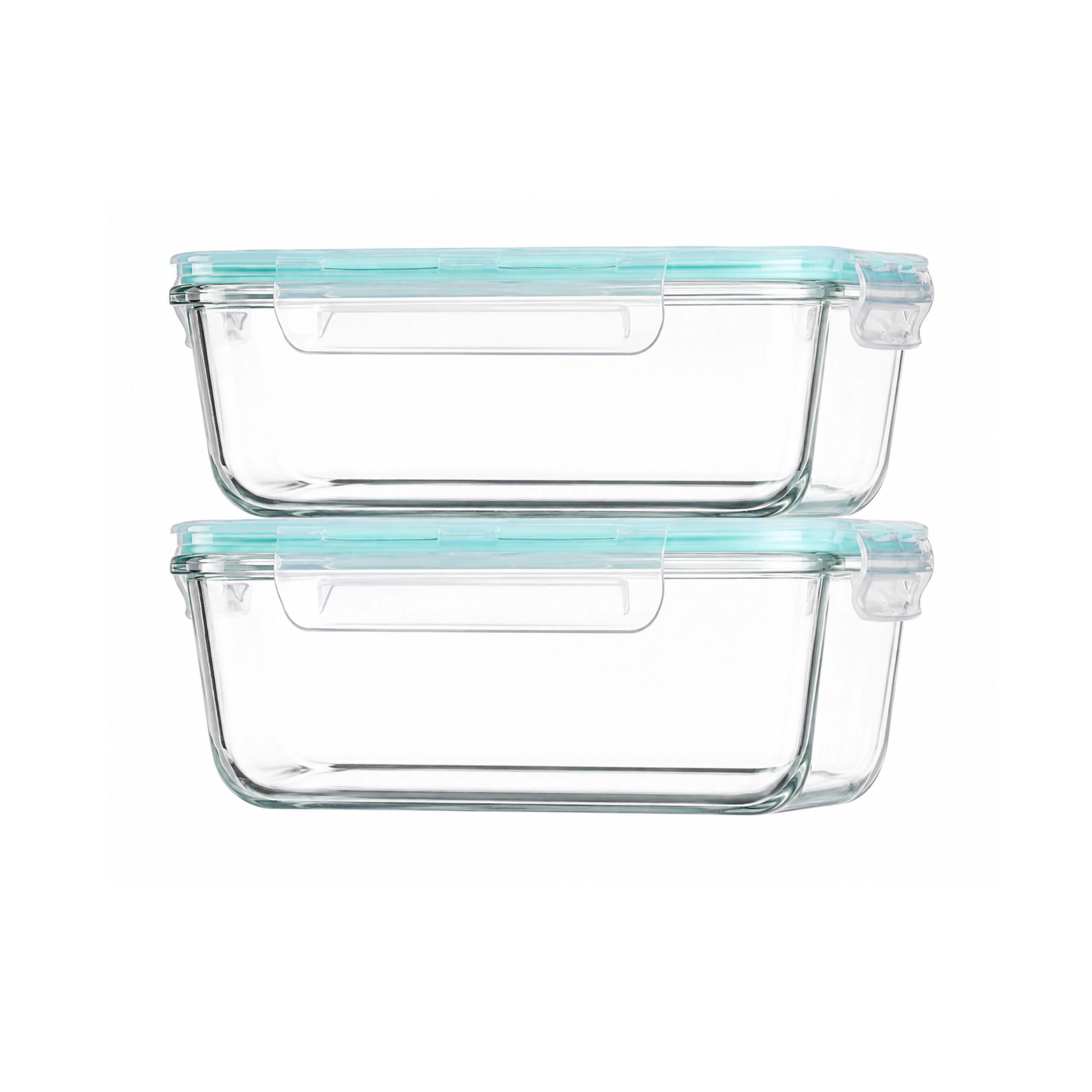 Stock Preferred Pack of 2 Glass Food Storage Containers with Airtight Snap Lids 63 oz