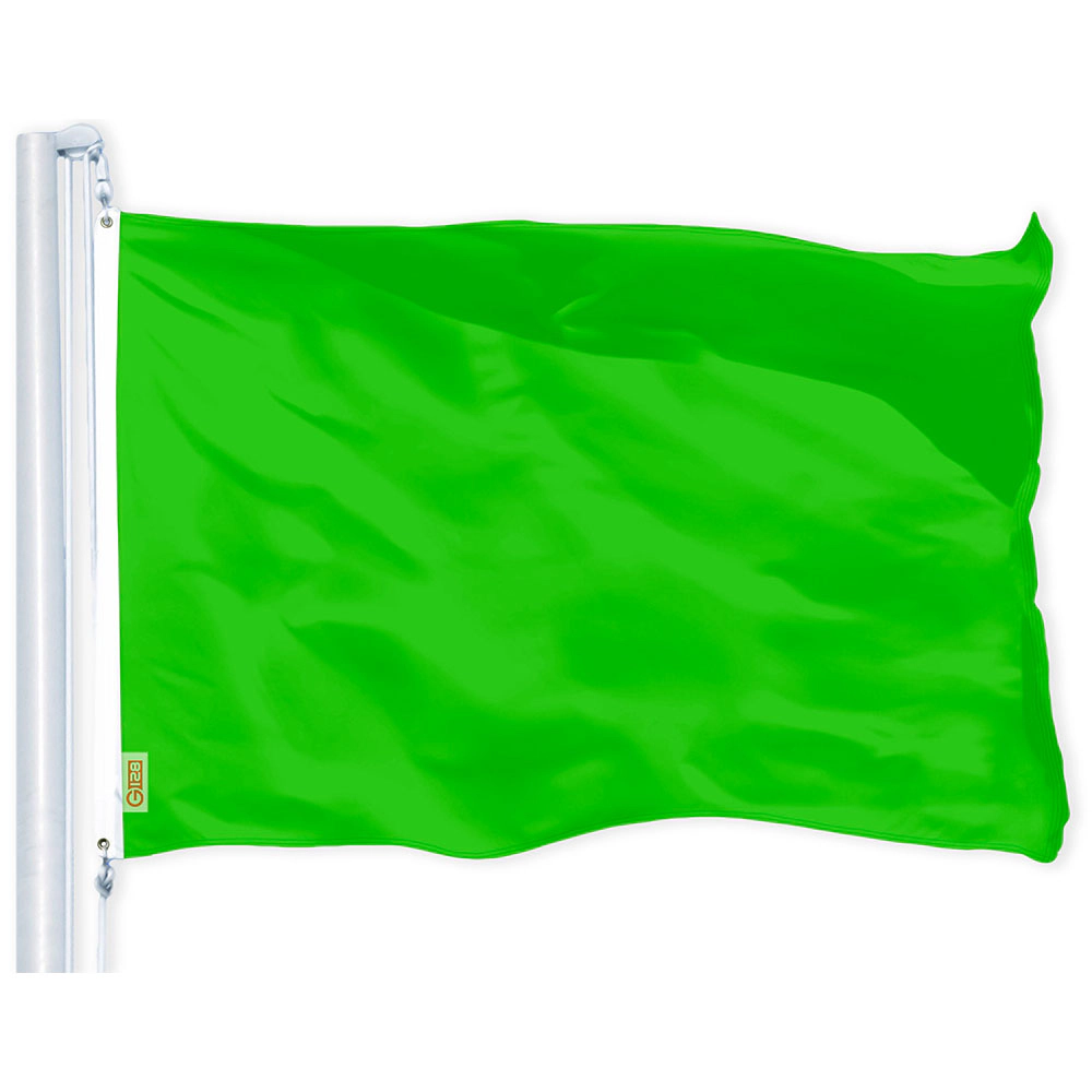 G128 Lime Green Solid Flag - 2.5 x 4 ft, 150D Heavyweight Polyester, Brass Grommets, Indoor/Outdoor