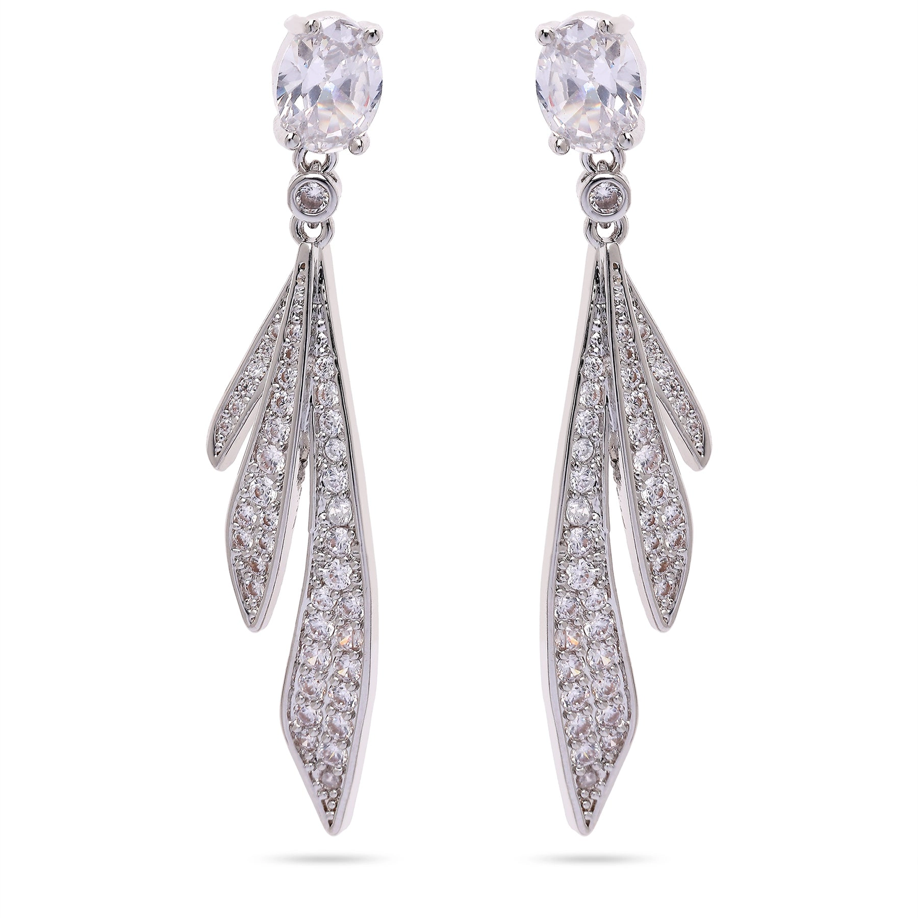 AGP PARIS Womens Silver colored Feather Drop Earrings