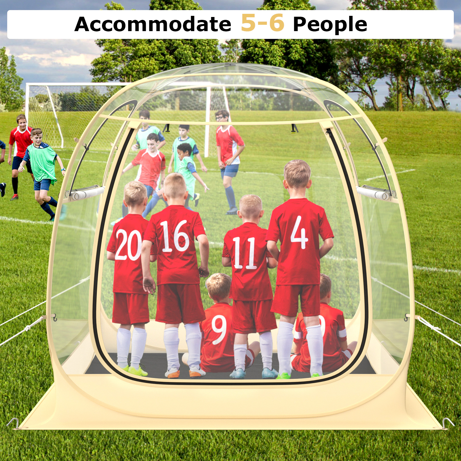 SUGIFT Clear Instant Pop Up Bubble Sports Tent with Floor Mat and Carry Bag for 5-6 People 6-ft W 6-ft D 5.4-ft H