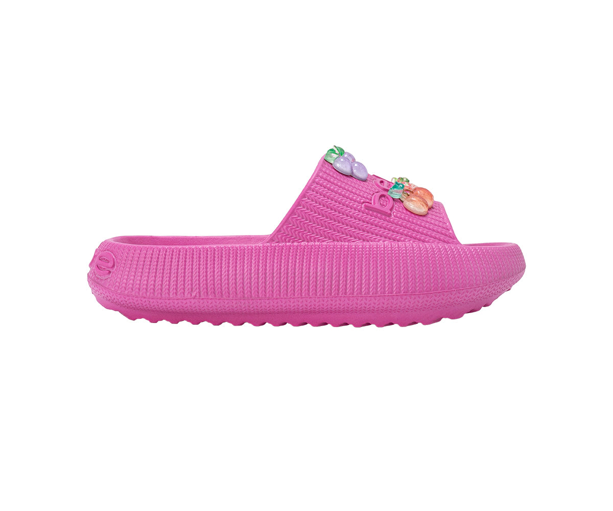 bebe Girl's EVA Slide Sandals with Fruit Charms