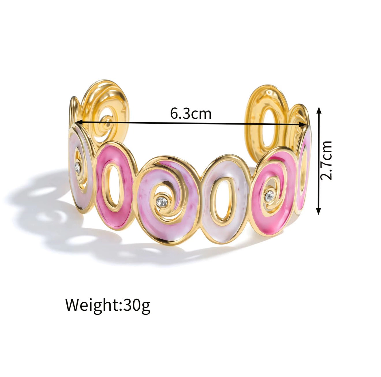 DressAtR Women's Gold Plated Zircon Cuff Bracelet