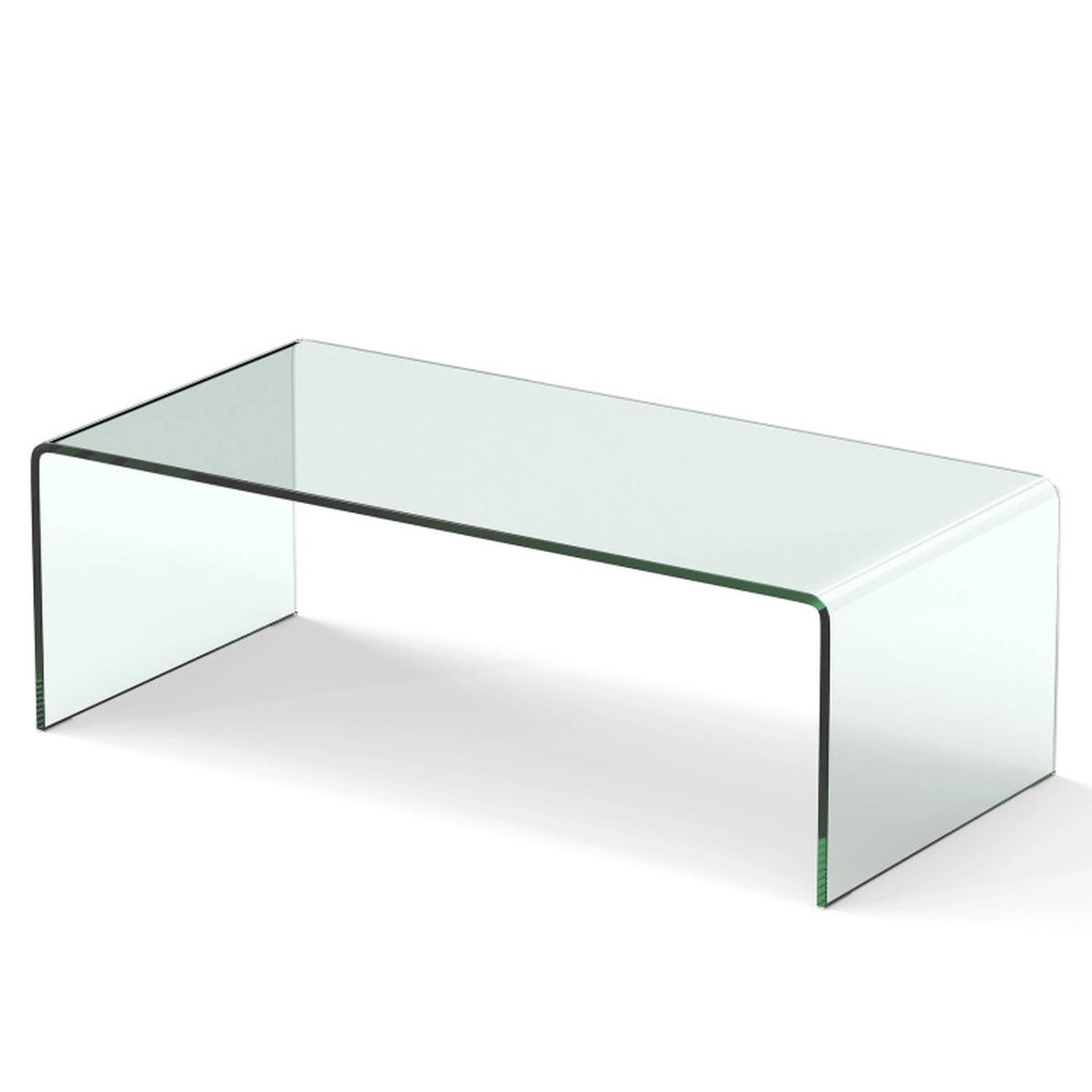 SUGIFT 40-in by 19.5-in 300-lb Capacity Clear Tempered Glass Coffee Table with Smooth Rounded Edges