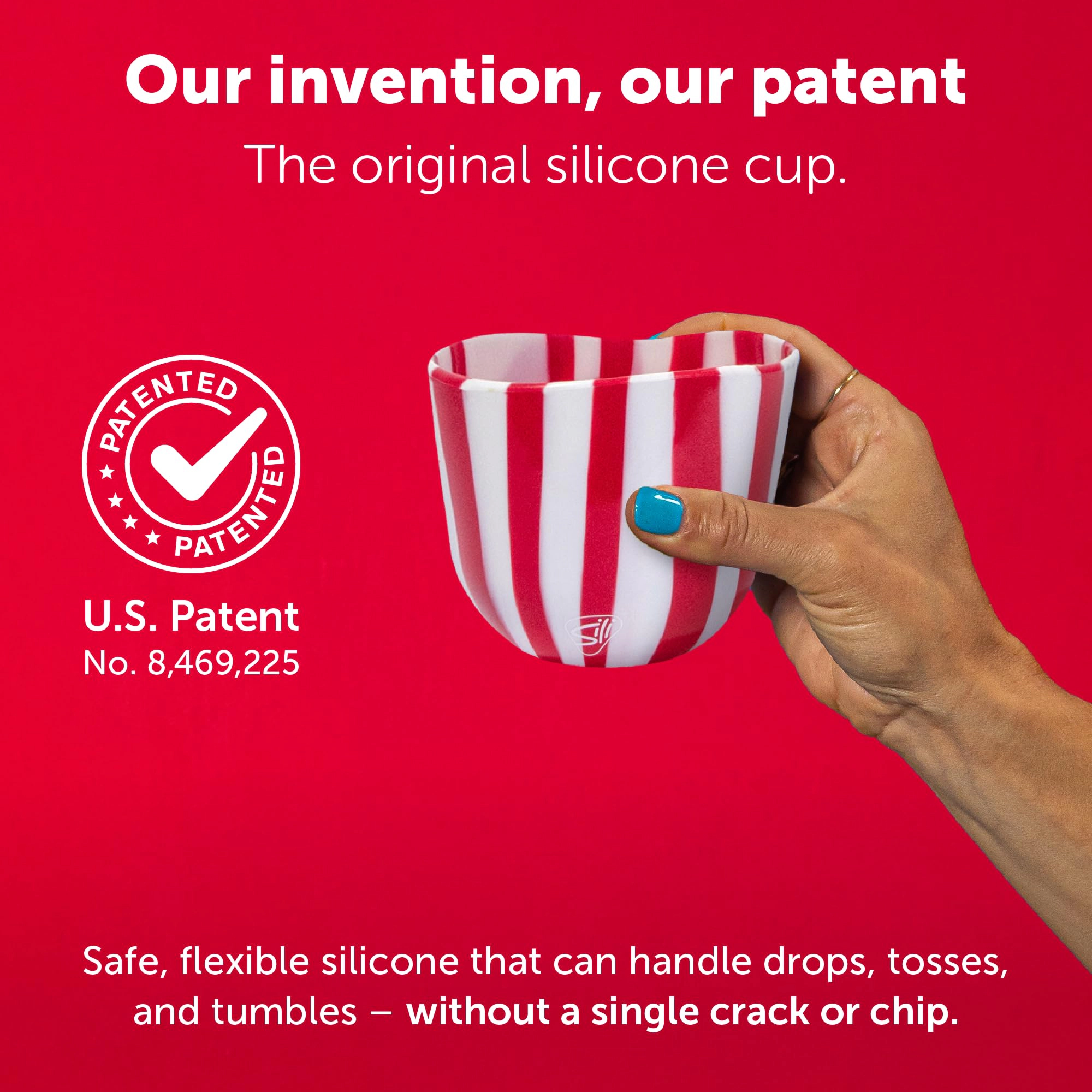 Silipint Silicone 12 oz Candy Cane Collection Wine Tumbler