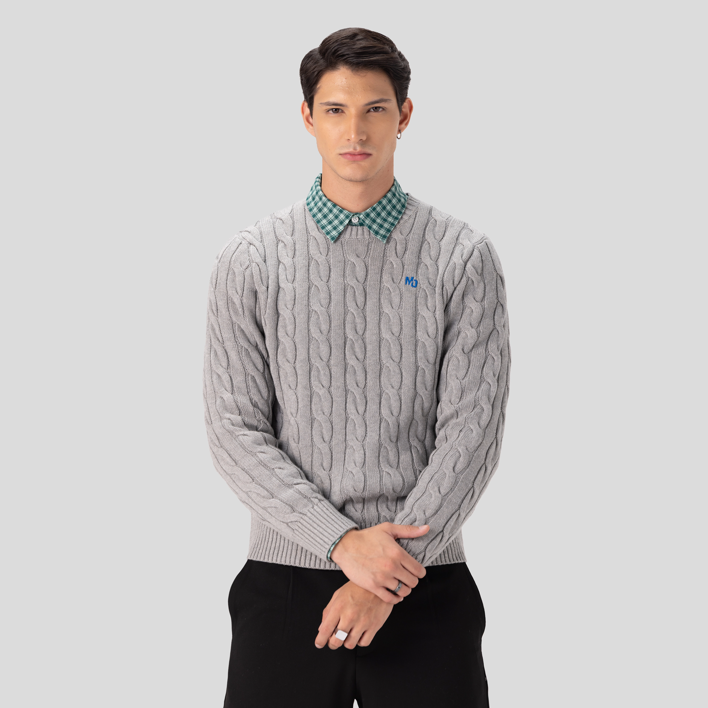 Members Only Men's Crew Neck Cable Sweater