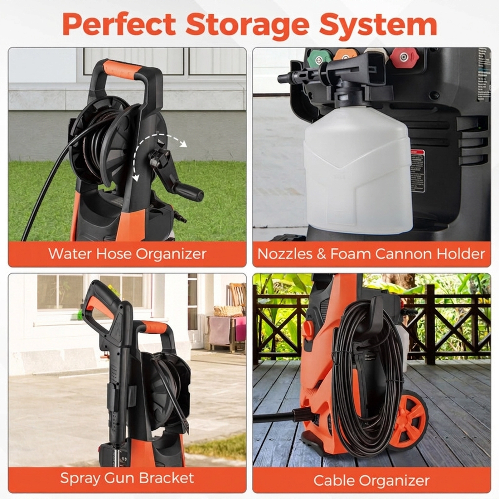 SUGIFT 2150-PSI Orange Electric Pressure Washer with 4 Nozzles and Foam Cannon 1.2-GPM 14-in W 11-in D 29-in H