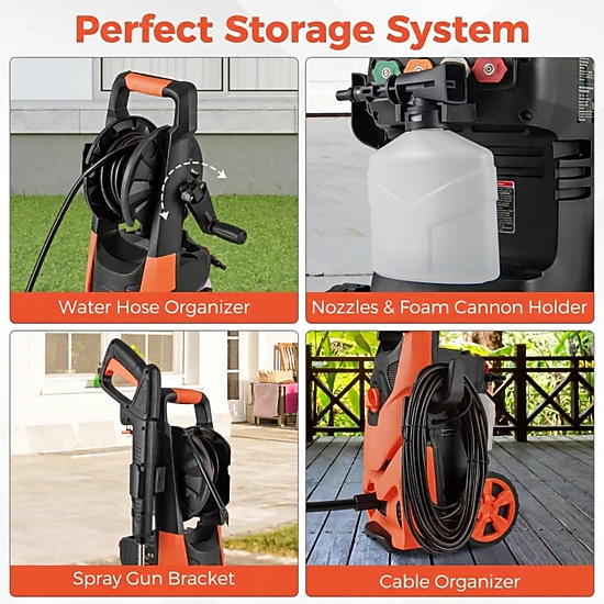 SUGIFT 2150-PSI Orange Electric Pressure Washer with 4 Nozzles and