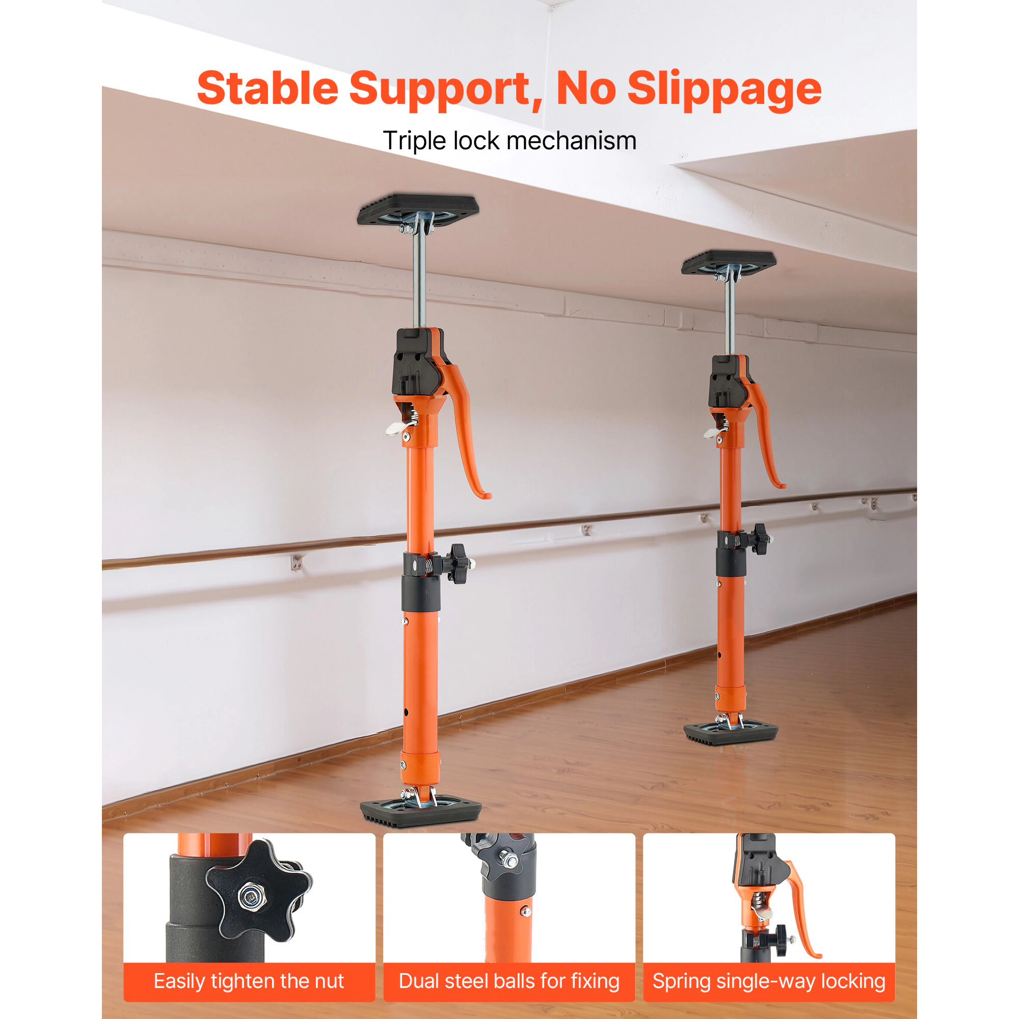 HONGGE Cabinet Jack Support Pole Steel Telescopic Quick Support Rod Adjustable 3rd Hand System for Installing Cabinets