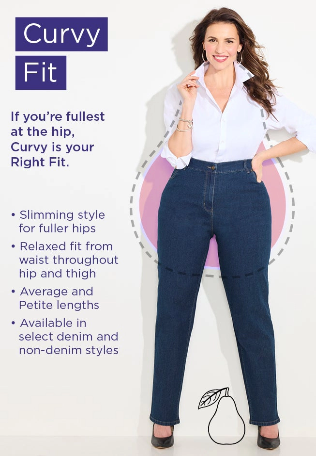 Catherines Women's Plus Right Fit Curvy Wide Leg Jean