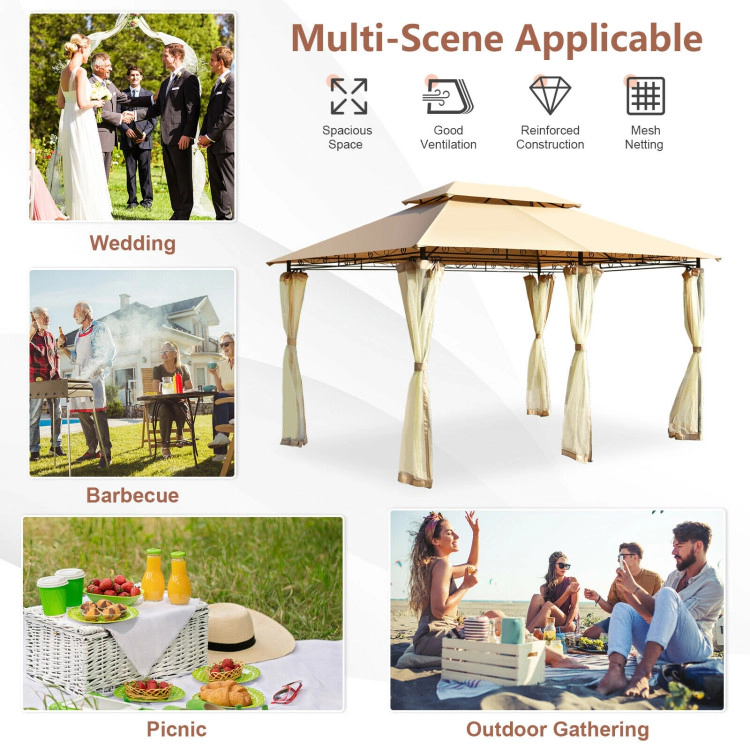 Hivvago 10 Feet x 13 Feet Tent Canopy Shelter with Removable Netting Sidewall