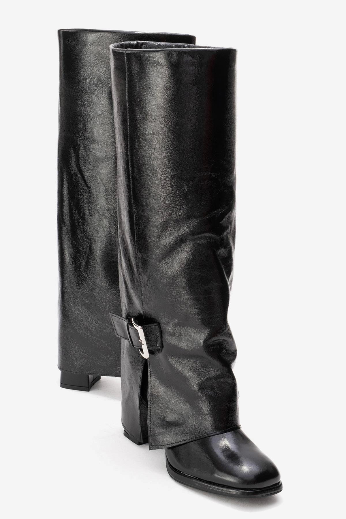 Forever & Always Womens Lojo Leather Block Heel Boot