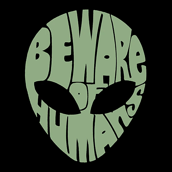 LA Pop Art Beware Of Humans - Women's Word Art Crewneck Sweatshirt