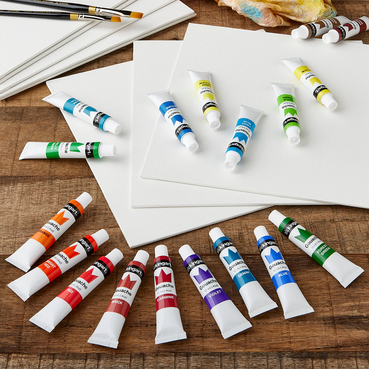 KINGART® Studio Gouache Paint Set 24 Colors, 12ml Tubes