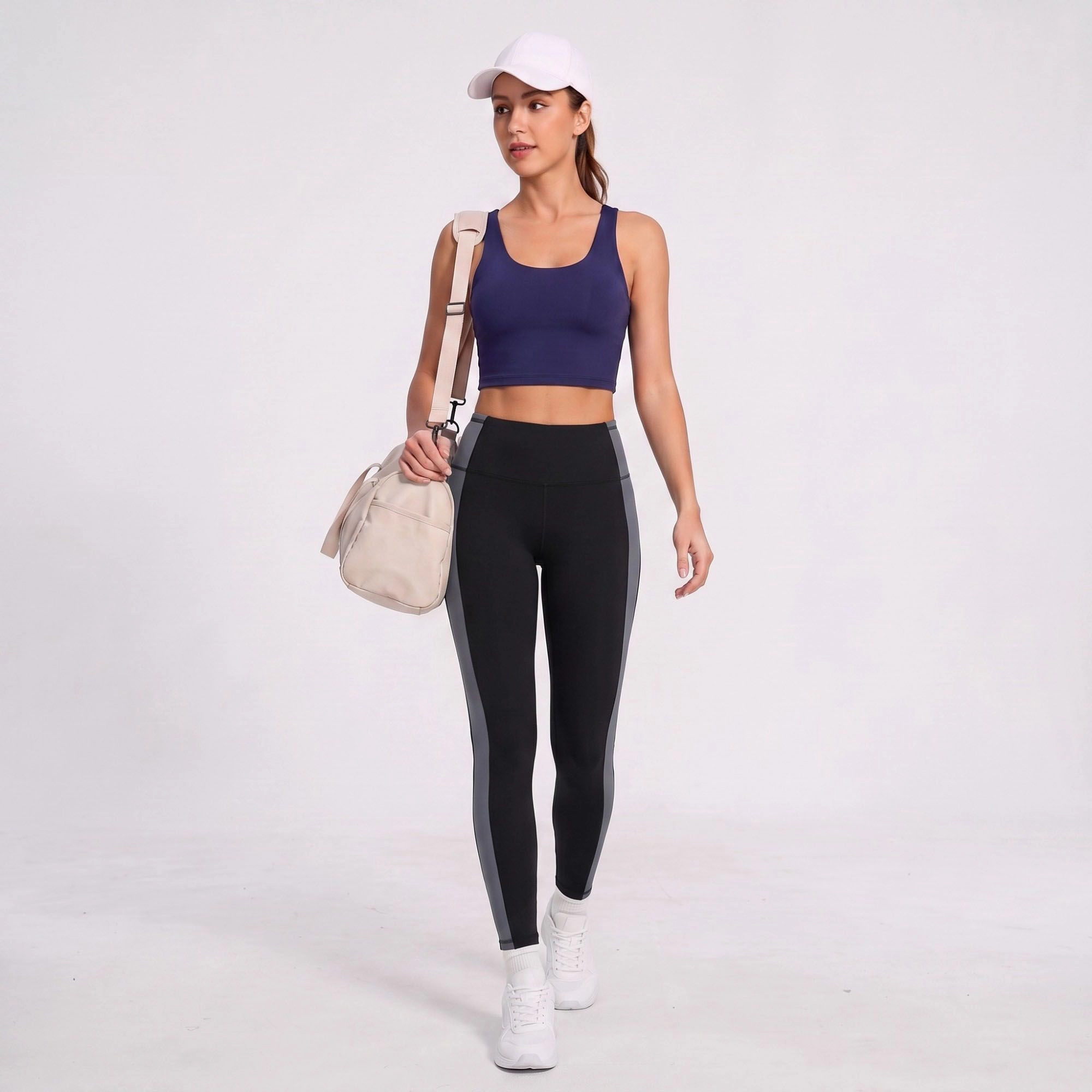 Anna-Kaci Women's Colorblock High-Waist Full-Length Leggings Fitted Yoga Pants