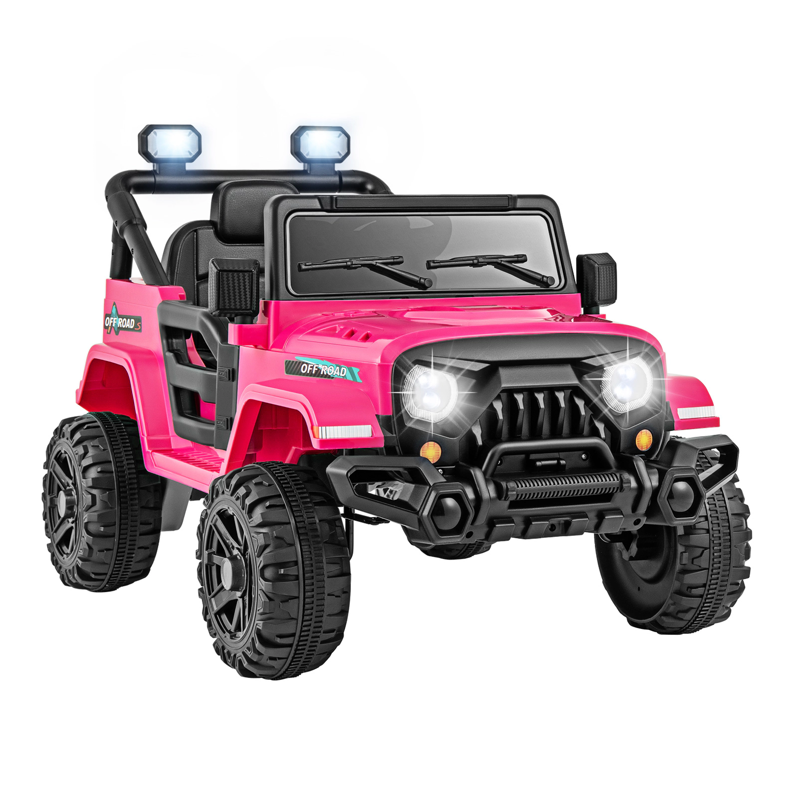 Hivvago 12V Kids Ride on Truck Car with Remote Control Threaded Wheels and 3 Speeds