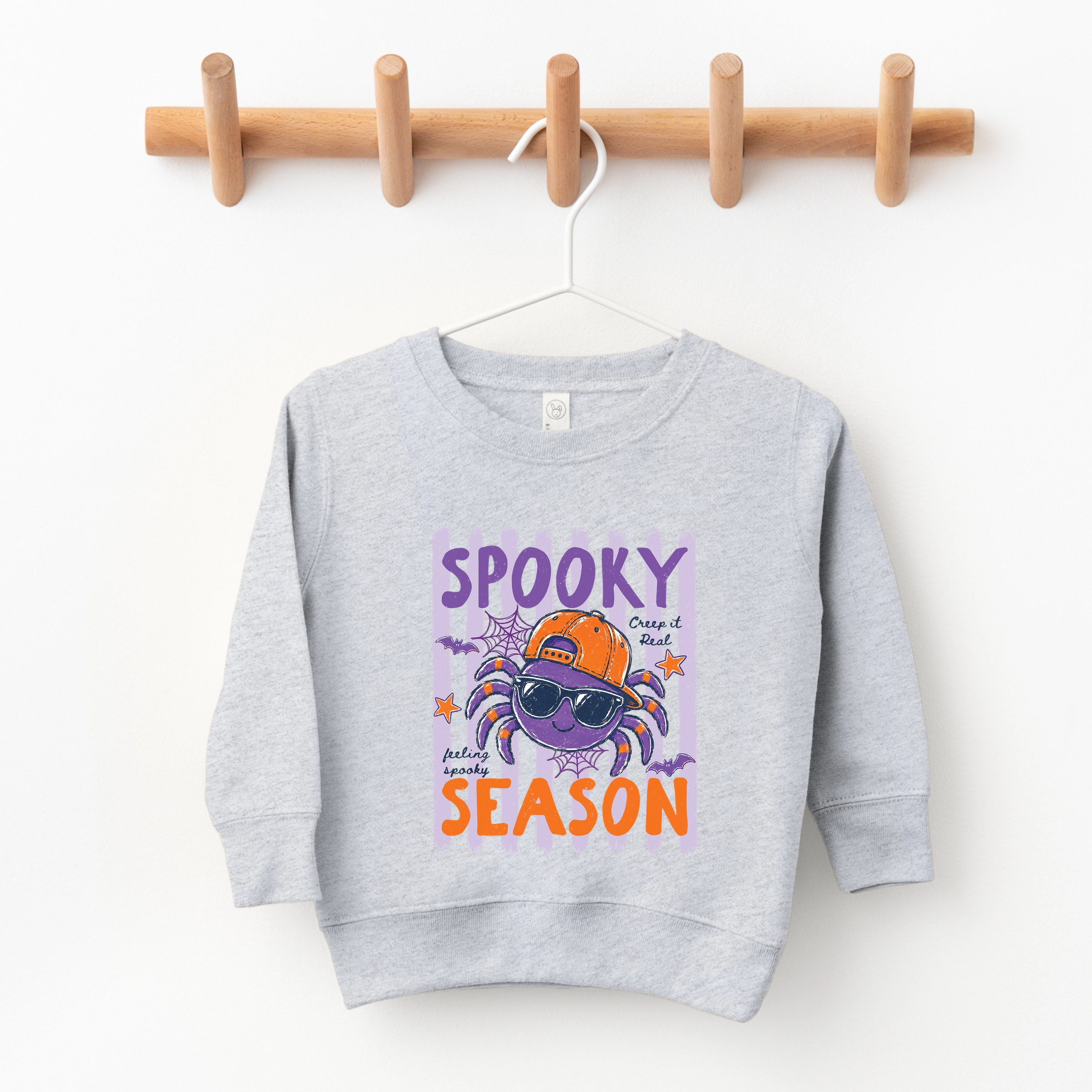 The Juniper Shop - Toddler Graphic Sweatshirt Spooky Season Spider Stripes
