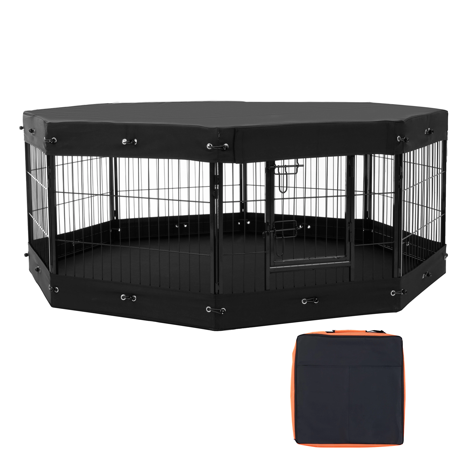 HONGGE Dog Playpen Panels Foldable Metal Pet Exercise Pen Dog Fence Indoor and Outdoor Pen with Door and 600D Oxford