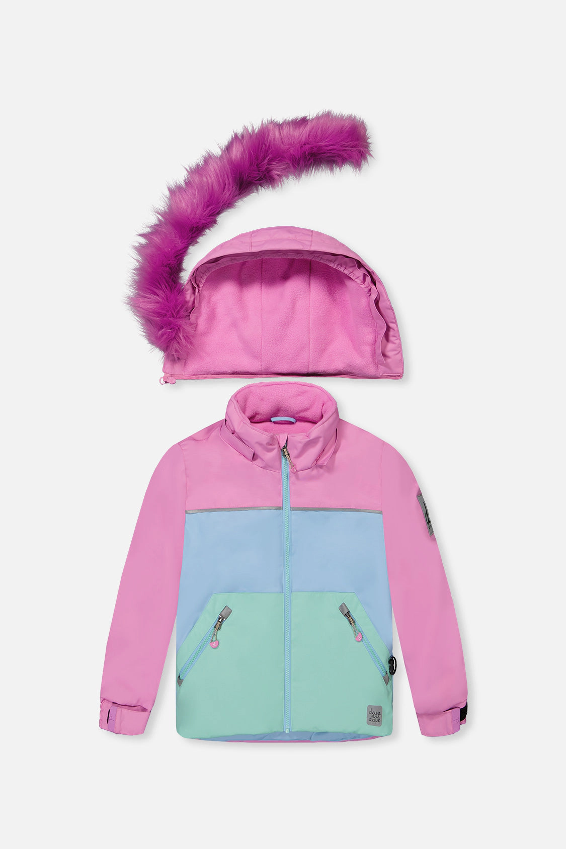 Deux par Girls Colorblock Two Piece Discover Snowsuit with Hooded Jacket and Snow Pants