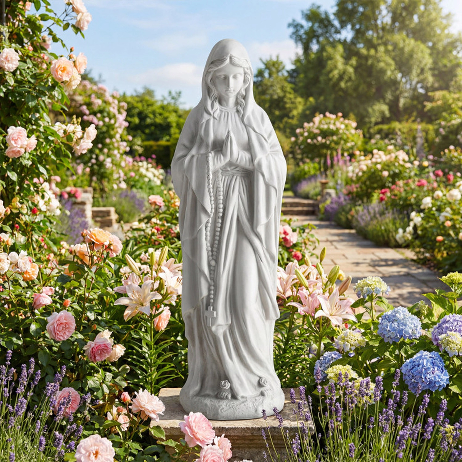 SUGIFT 29.5-in Tall Virgin Mary Outdoor Religious Yard Art Statue Magnesium Oxide Fiber Reinforced 10-lb Gray 1-Piece