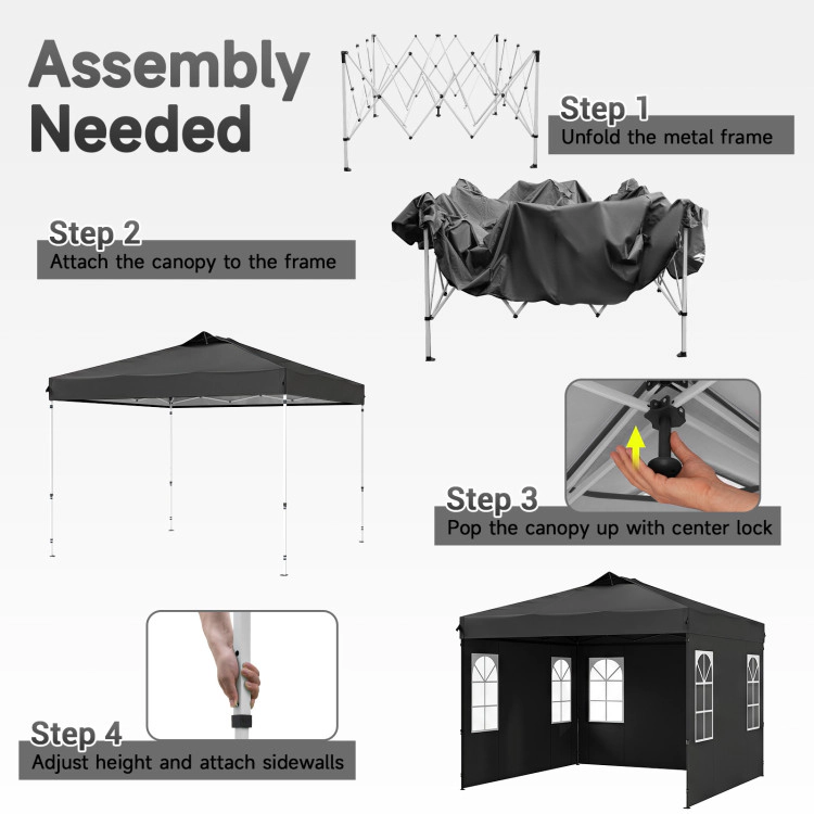 Hivvago 10 x FT Pop Up Canopy Tent with 4 Sidewalls and Adjustable Height Waterproof