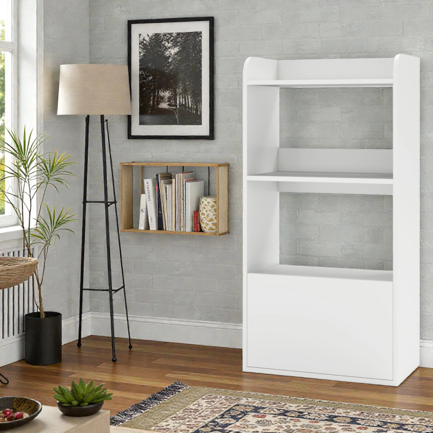 Hivvago Three-Level Freestanding Bookshelf with Display Shelves