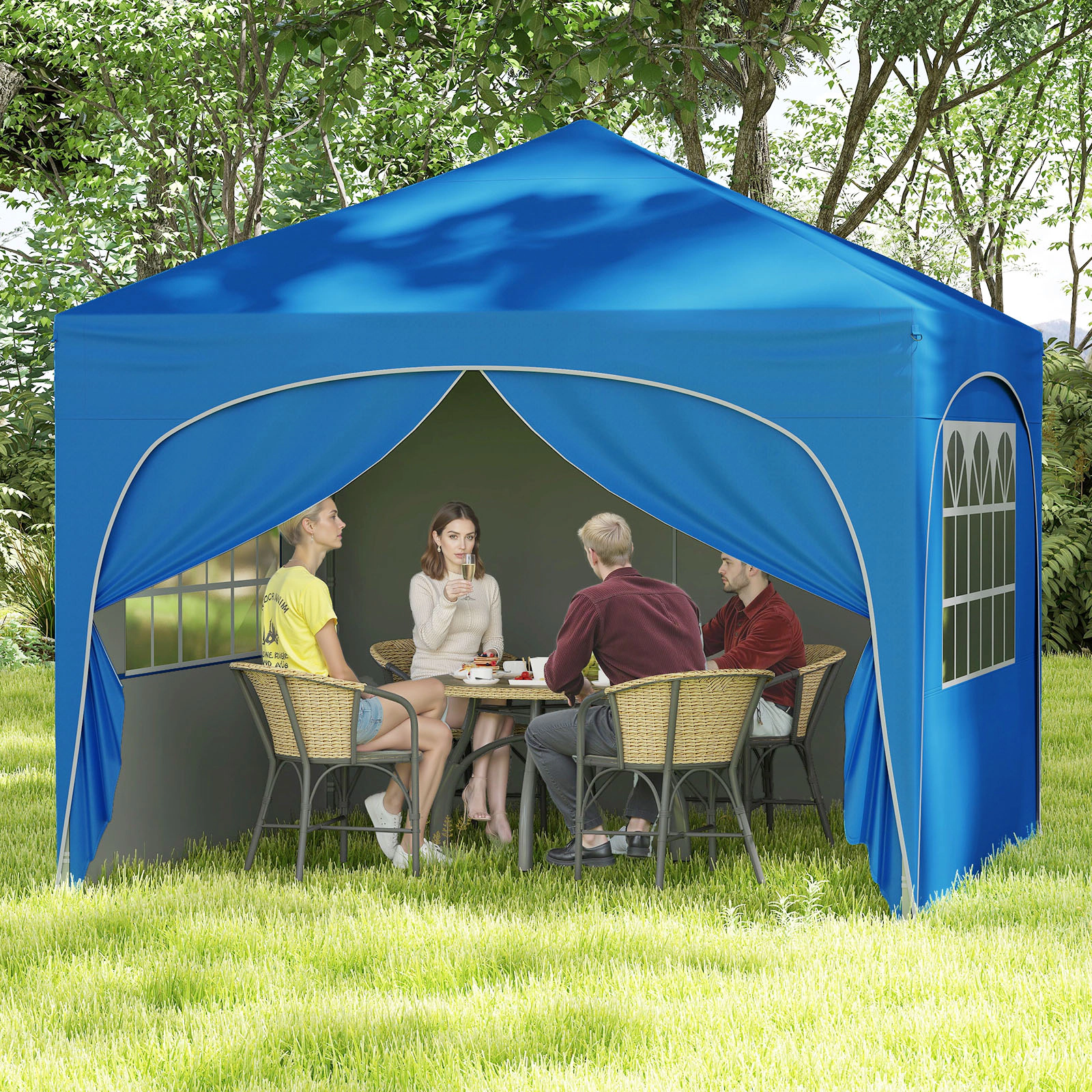 LJG 10 x FT Pop up Canopy Tent with 4 Removable Sidewall