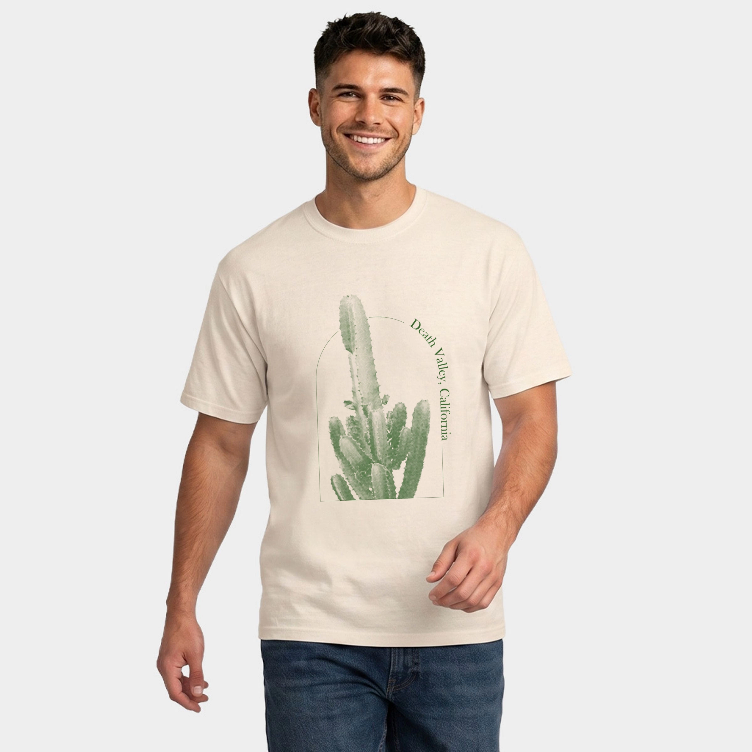 Simply Sage Market - Men's Garment Dyed Graphic T-Shirt Death Valley California Cactus