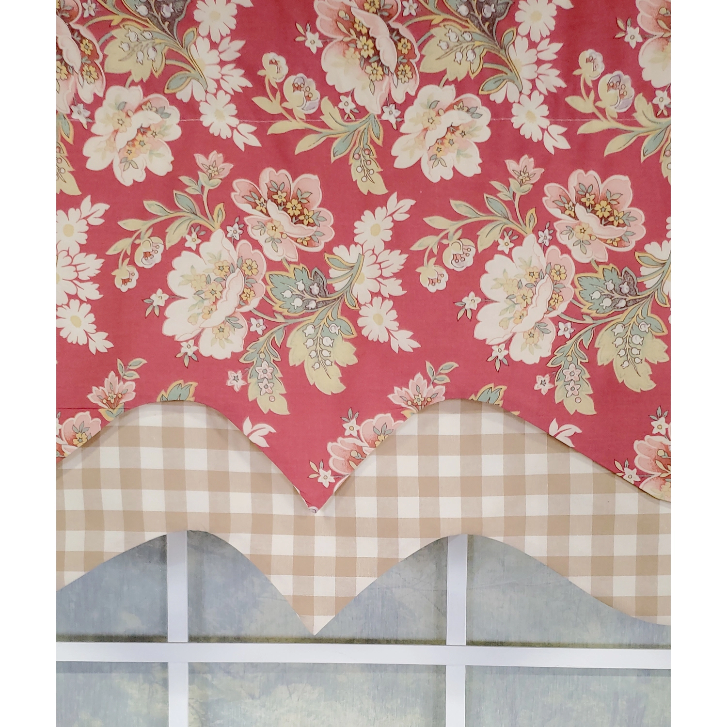 RLF Home 3" Rod Pocket High Quality Fabric Basili D-Regal Valance for Windows 50" x 17" Red