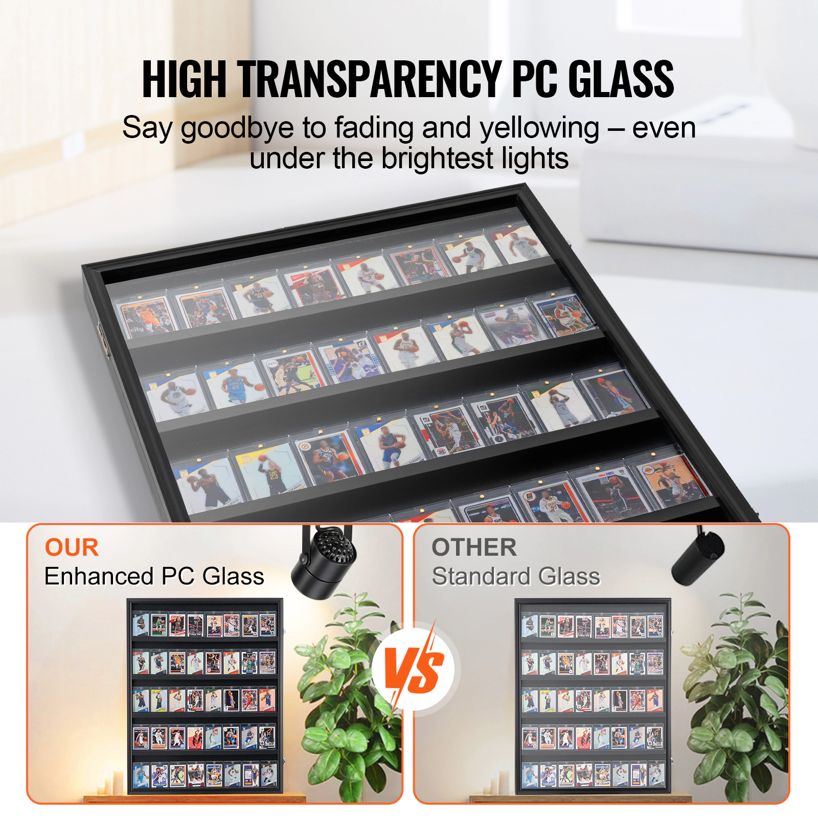 HONGGE Jersey Display Frame Case Large Lockable Sport Jersey Shadow Box with 98% UV Protection PC Glass and Hangers for
