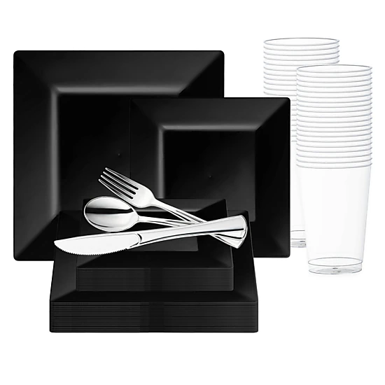 Smarty Had A Party Black Square Plastic Wedding Value Set
