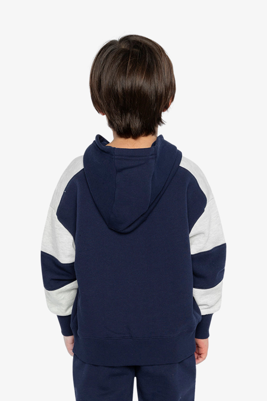 Deux par Boys Hooded Striped Fleece Cardigan with Ribbed Trim