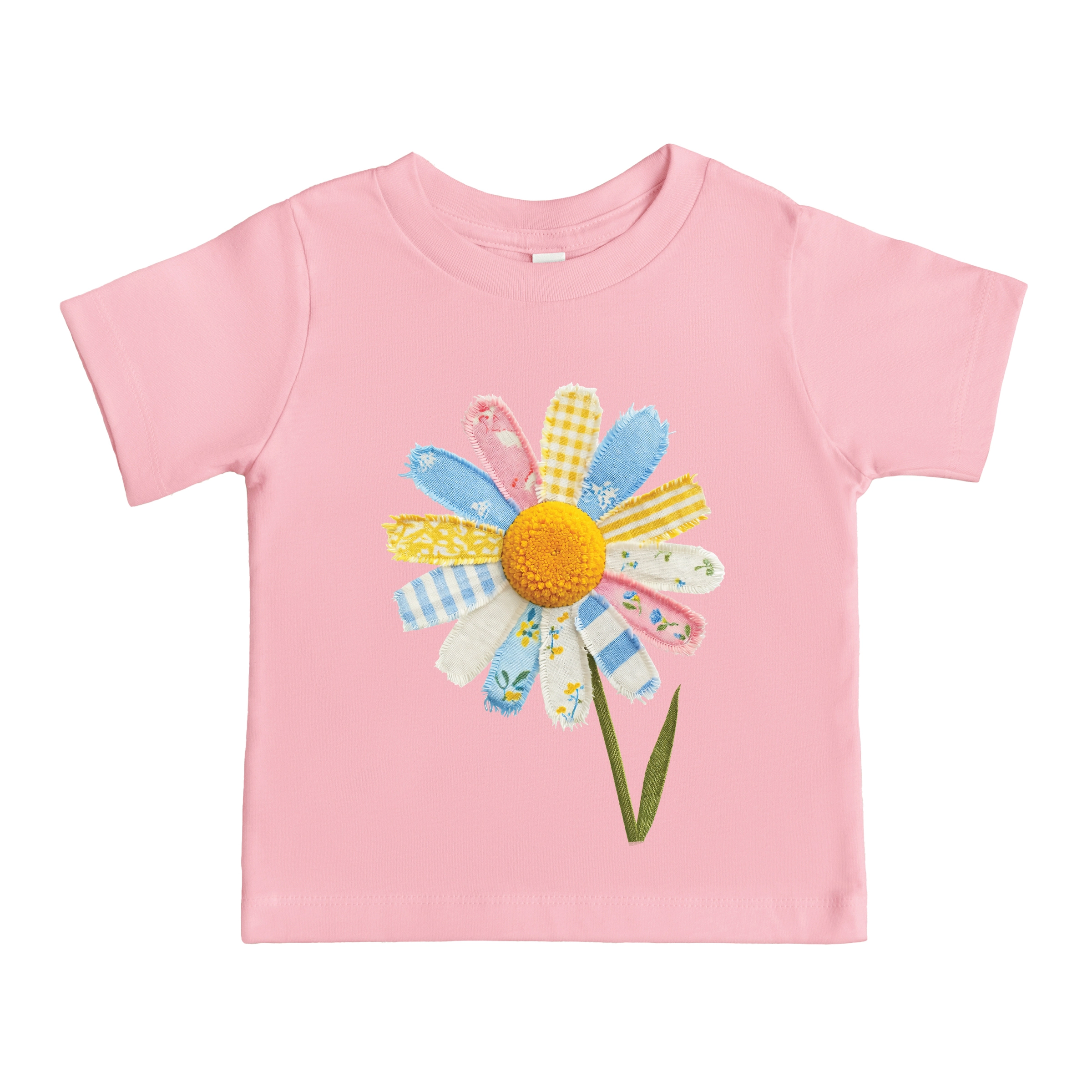 The Juniper Shop - Toddler Short Sleeve Graphic T-Shirt Daisy Faux Patchwork