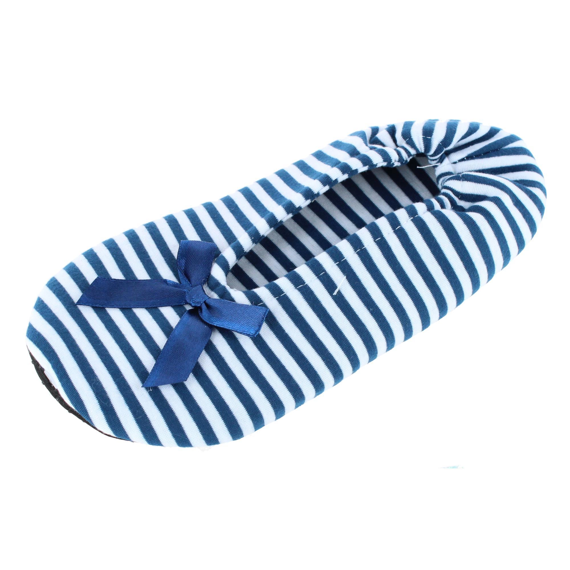 CTM Women's Striped Ballerina Slipper House Shoe by Wootie