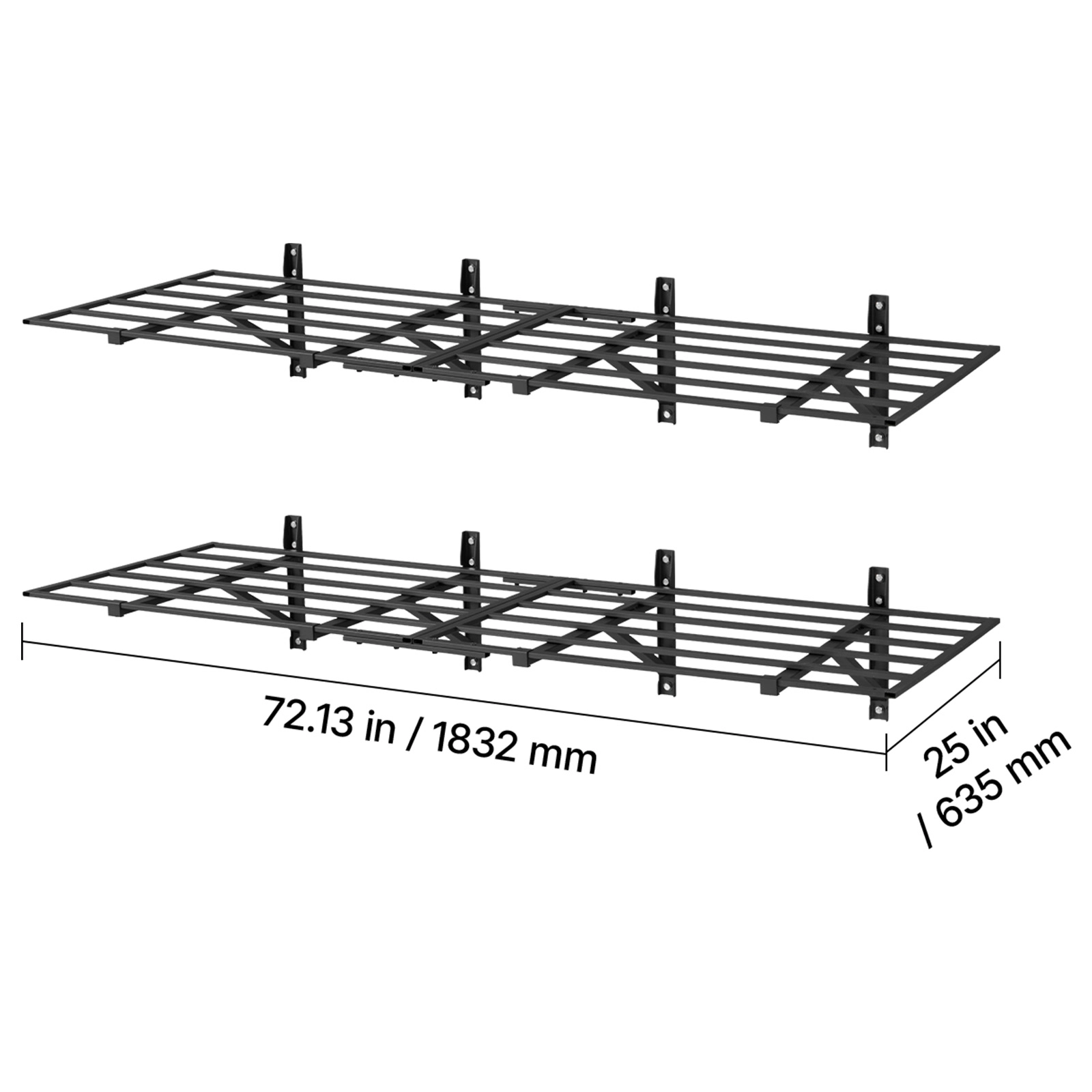 HONGGE Heavy Duty Wall Garage Shelving Steel Wall Mounted Shelving Unit Per Shelf Floating Storage Metal Rack for
