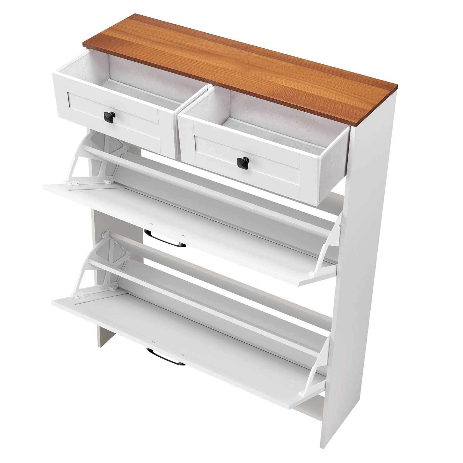 HONGGE Shoe Cabinet with Flip Drawers, Shoes Storage Cabinet with Anti-Tipping Device