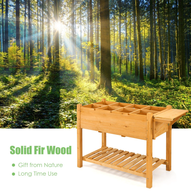 Hivvago Elevated Planter Box Kit with 8 Grids and Folding Tabletop