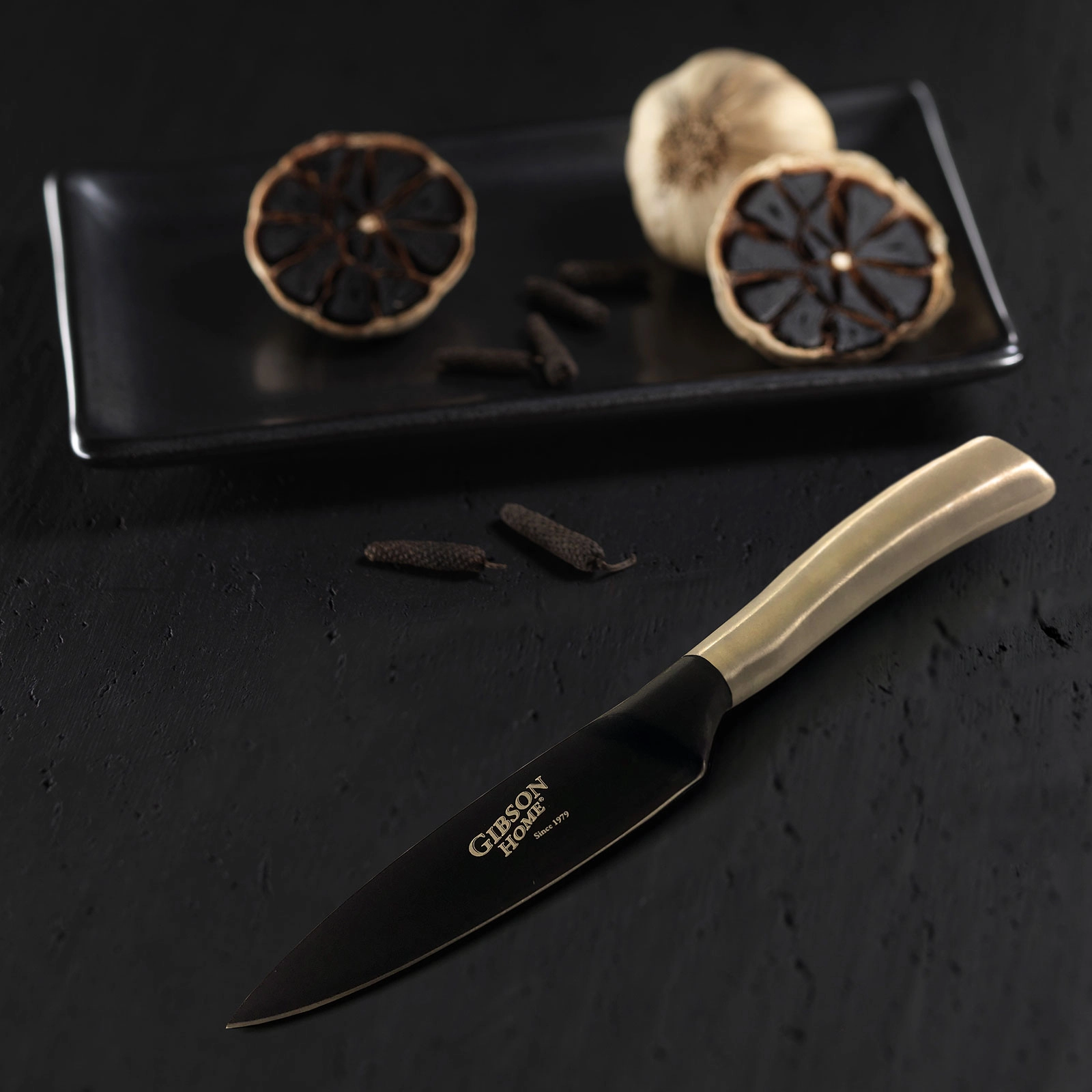 Gibson Home Opus 3.5 Inch. Stainless Steel Paring Knife with Black Blade