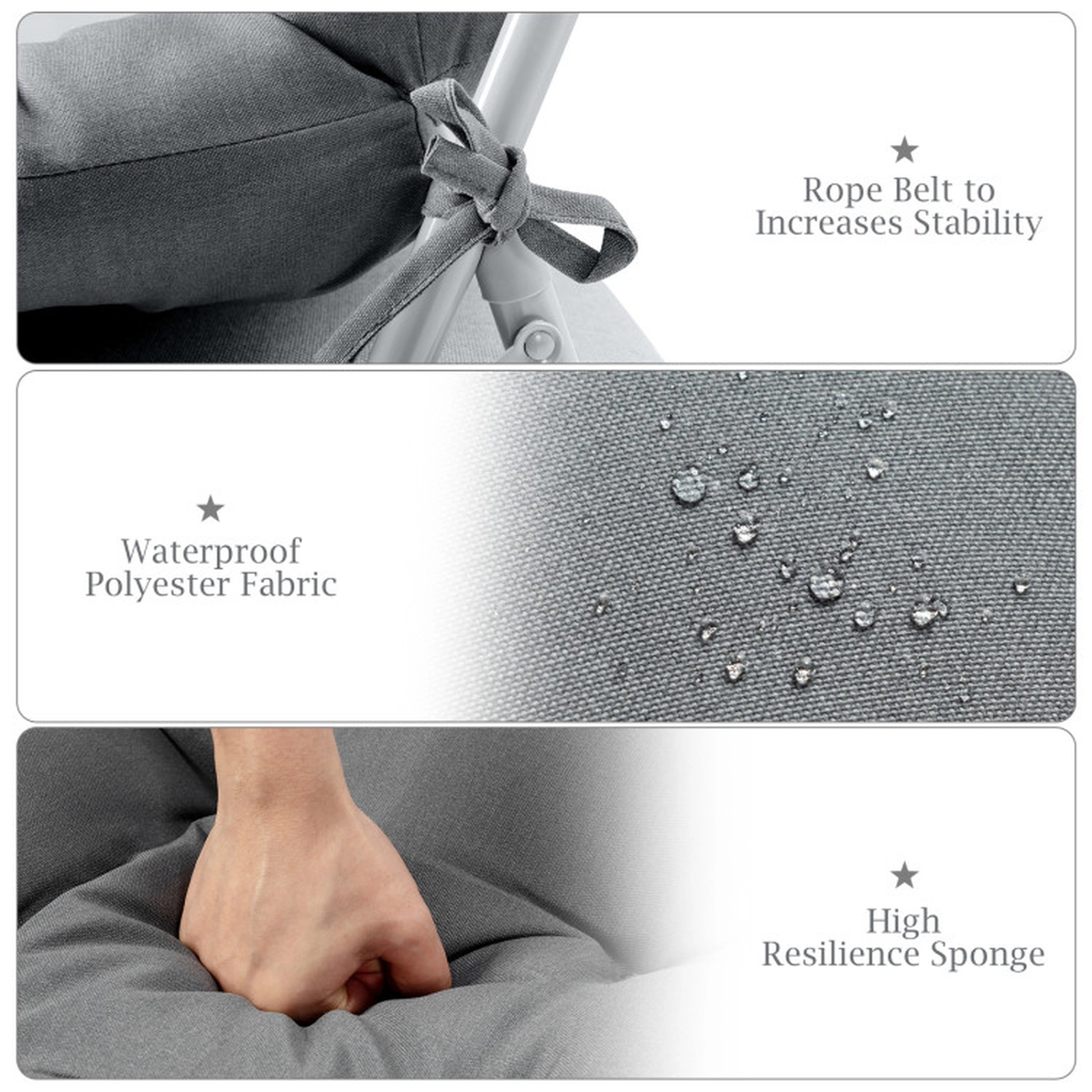 SUGIFT Set of 2 Gray High Back Outdoor Chair Cushions with 3 Adjustable Heights 45.5-in W 22-in D 4.5-in H