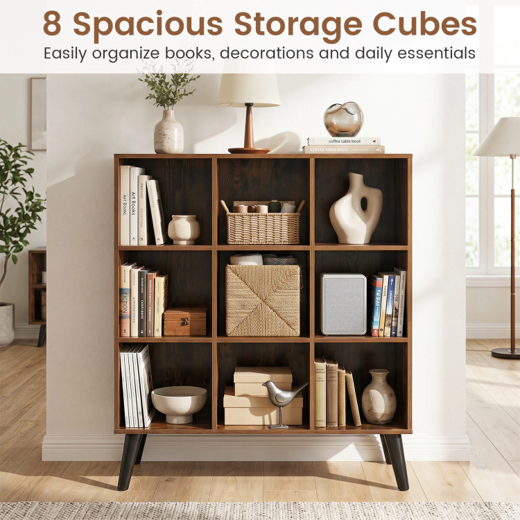 Hivvago 8-Cube Bookcase with Raised Support Legs for Living Room