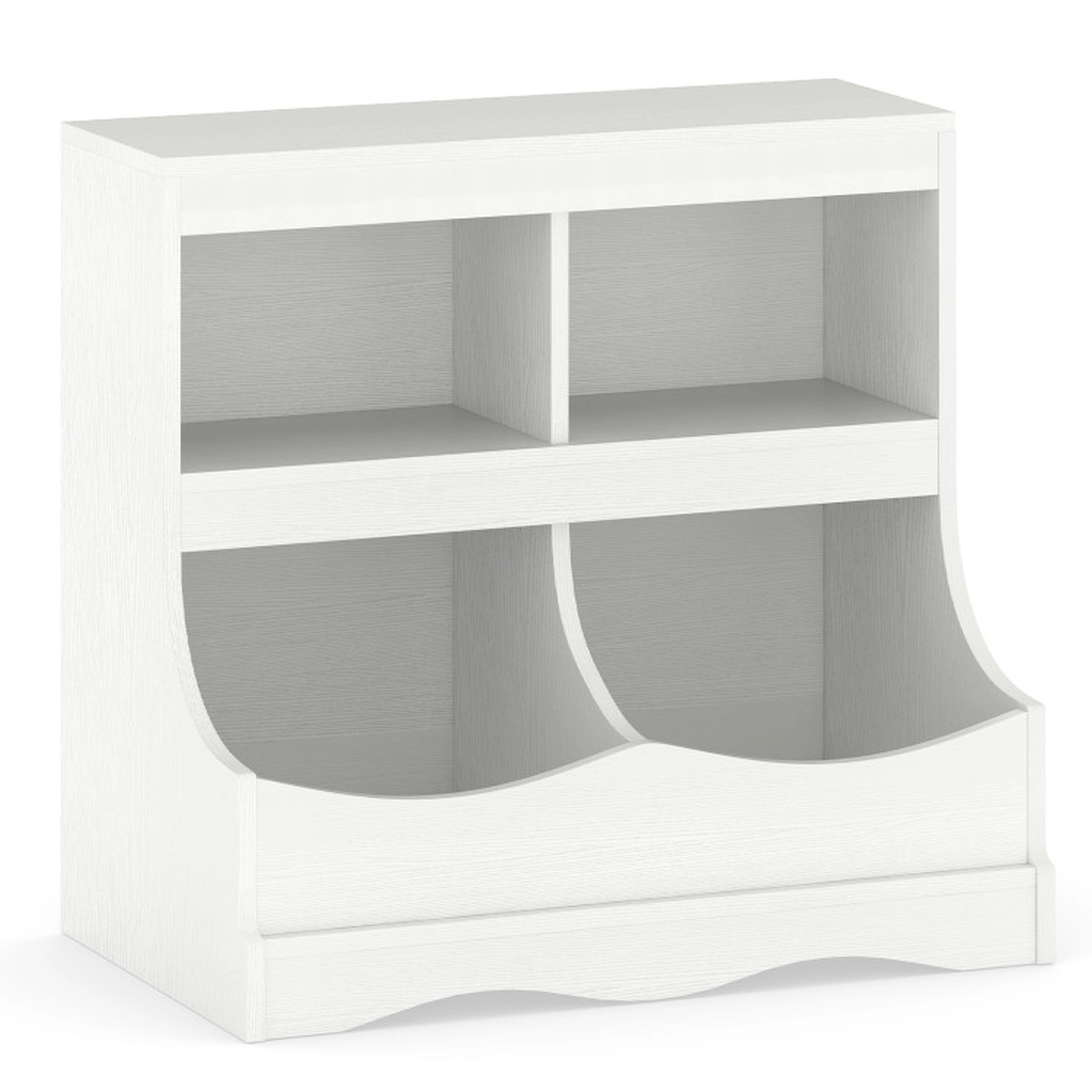 SUGIFT Kids 4-Cubby Rounded Corners Spacious Top Shelf Wooden Storage Bookcase 26.5-in x 16-in x 24.5-in 132-lb White