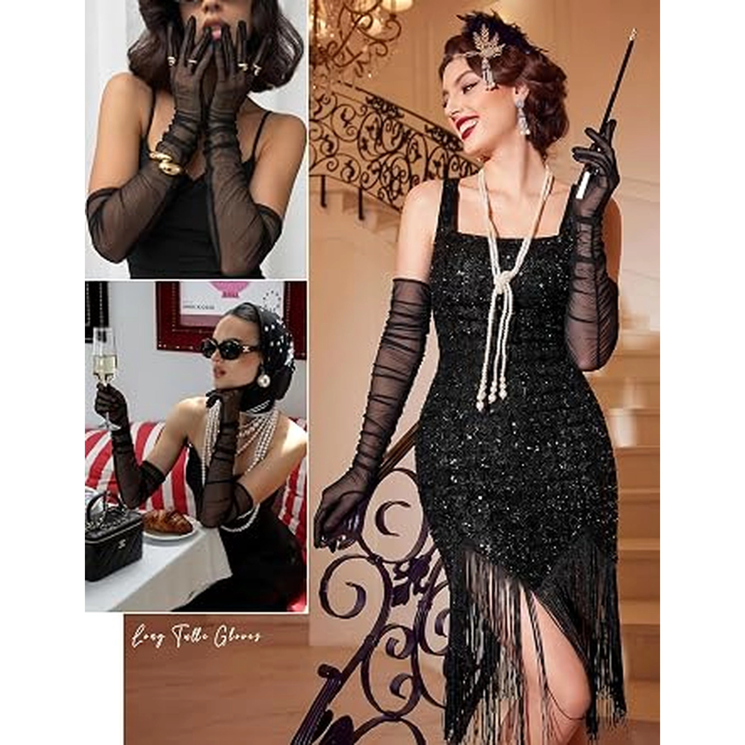Avidlove Women's Long Sheer Tulle Mesh Gloves