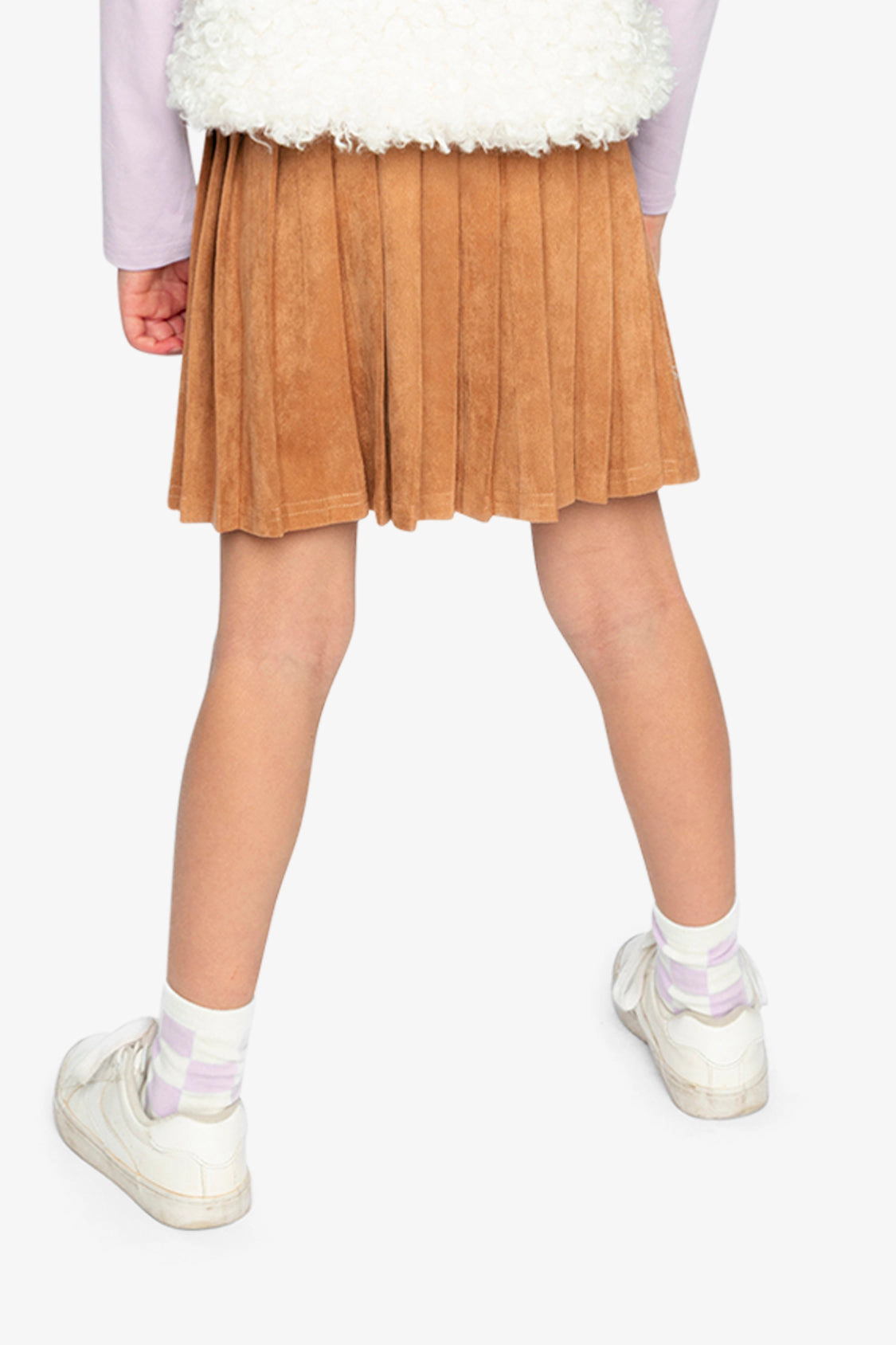 Deux par Girls Knife-Pleated Suede Skirt