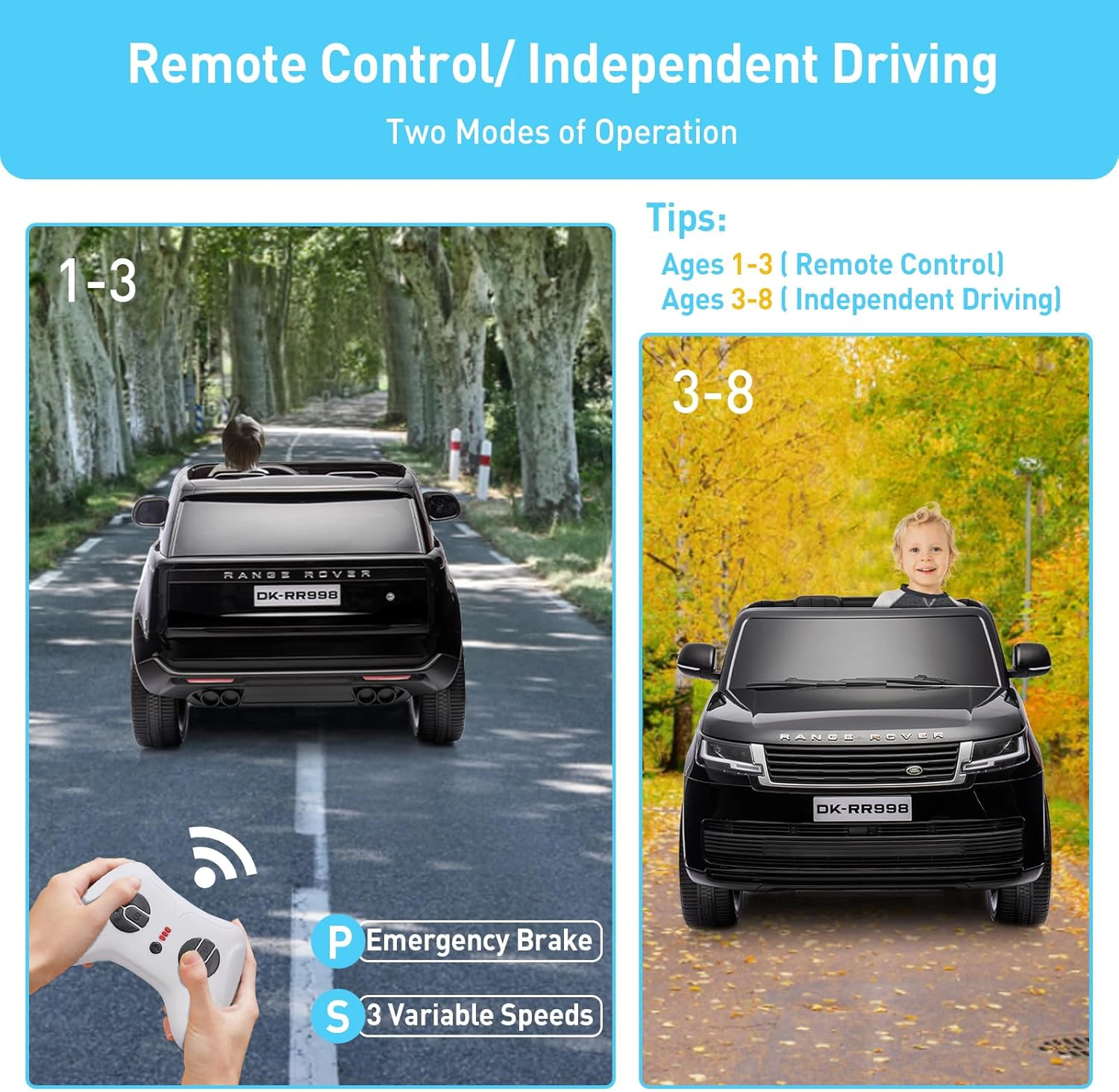 24V Licensed Land Rover 2-Seater Kids Ride On Car, Electric SUV w/Remote, 3 Speeds, Suspension, LED Lights, Music