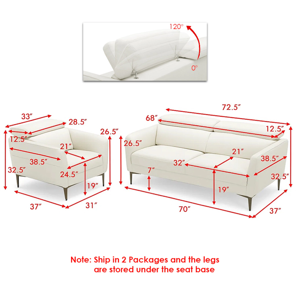 Hivvago Sofa Set with Adjustable Headrests and Modern Design