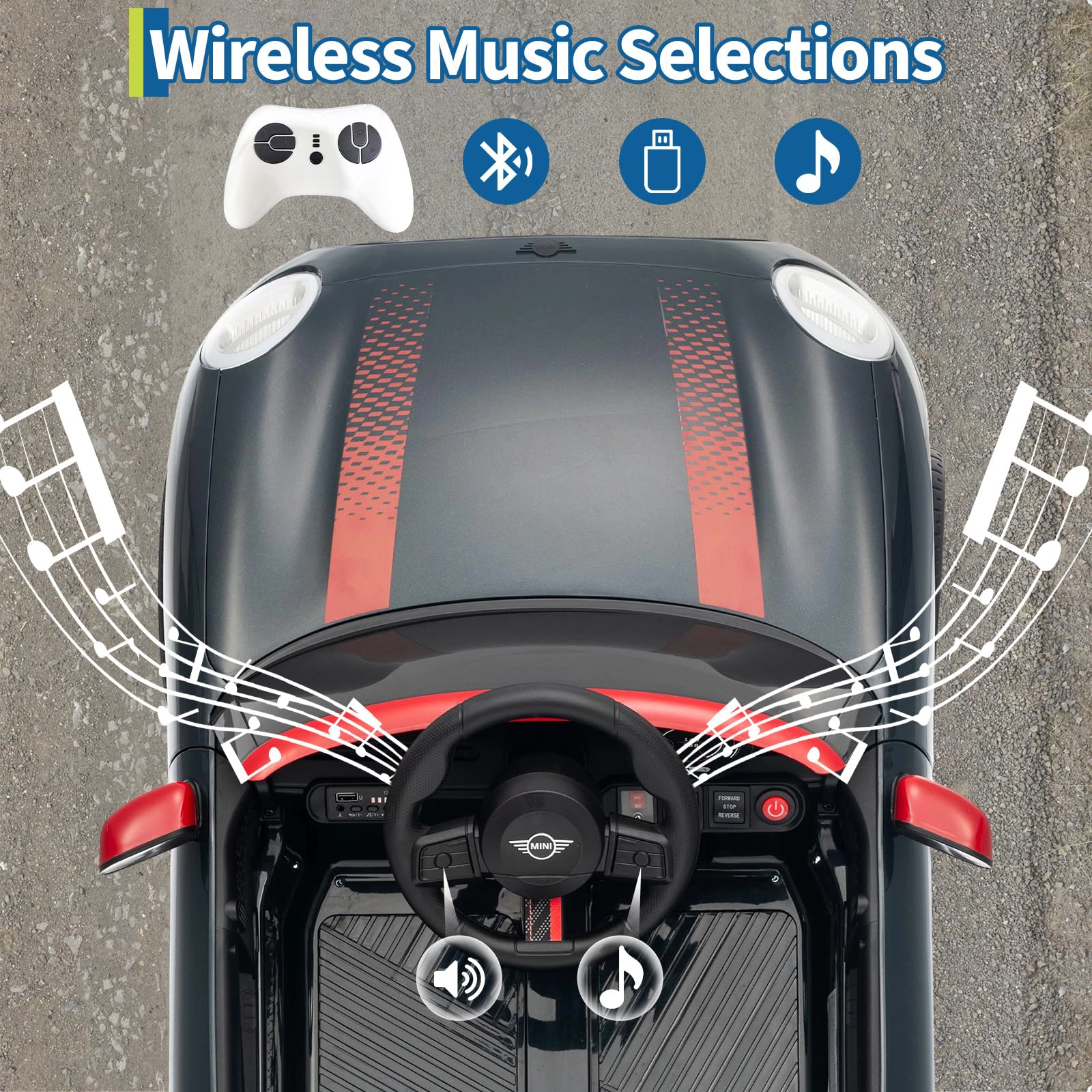 12V Licensed BMW MINI Ride On Car for Kids with 4.0 G Remote Control, LED Lights & Music, 3 Speeds
