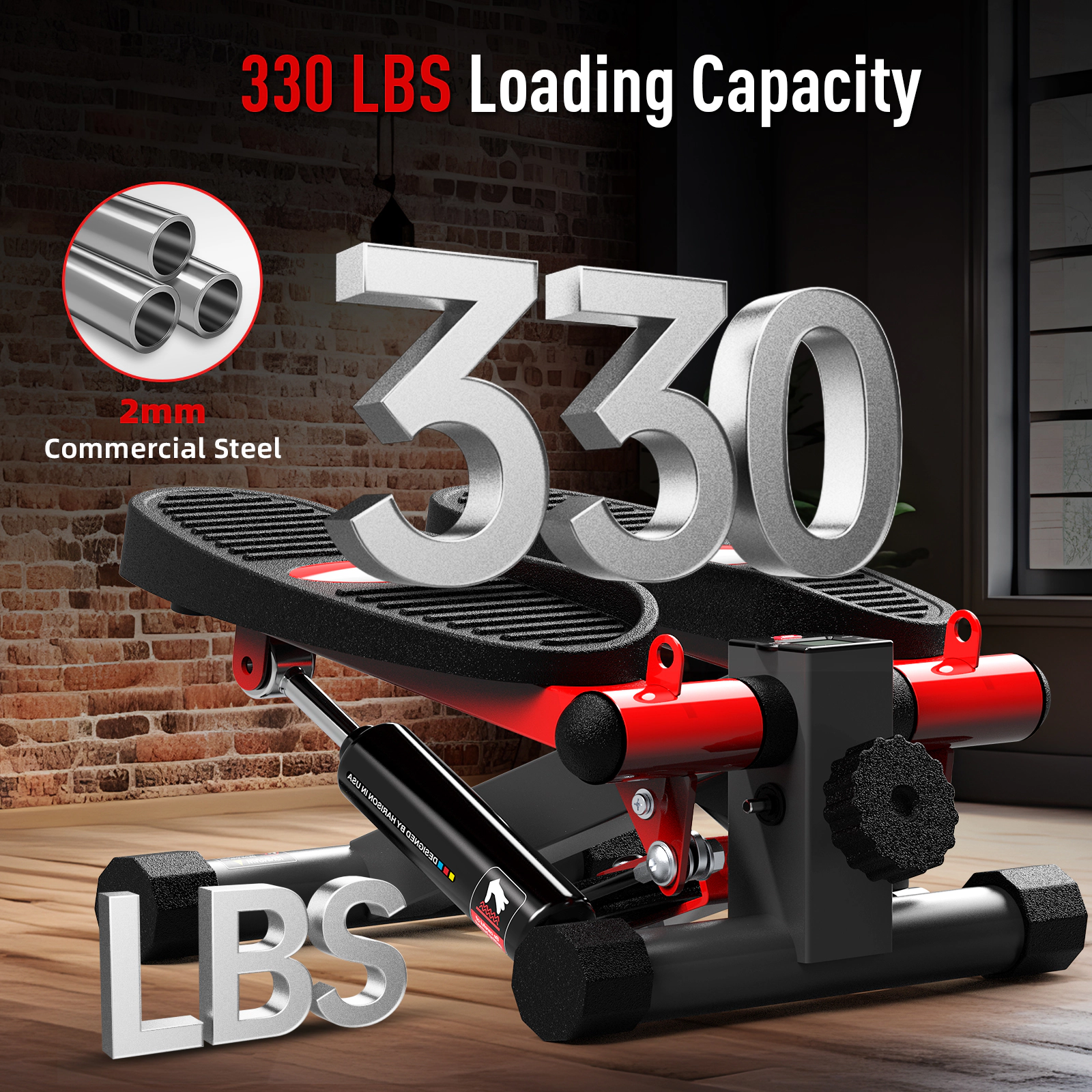 HARISON Mini Stepper with LCD Monitor, 330 LB Capacity, Portable Under Desk Stepper for Home Workout